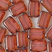 12mm Pink Picasso Polished Rectangle Beads [20]