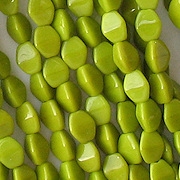 5mm Opaque Avocado Green Pinched Oval Beads [100]