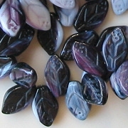 12mm Amethyst 'Slag Glass' Leaf Beads [50]