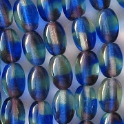 9mm Blue Multicolored Oval Beads [50]