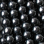 6mm Hematite-Colored Round Glass Beads [50]