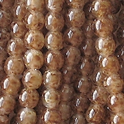 4mm Brown Mottled Coated Round Beads [100]