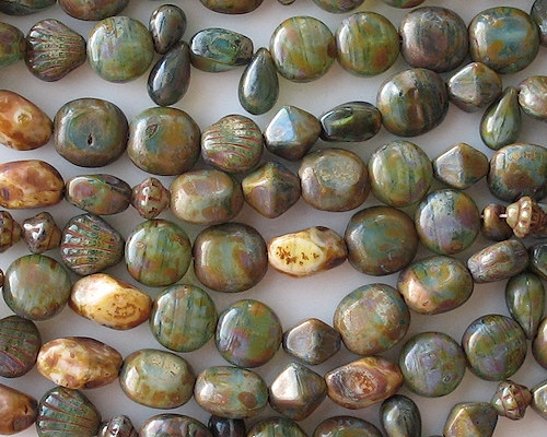 Blue-Green Picasso Mixed Beads [25] (see Comments)