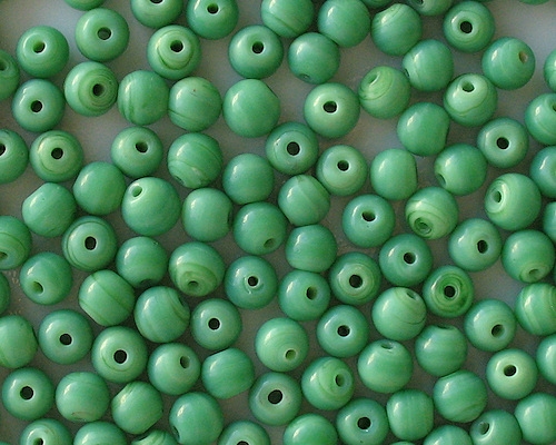 7mm Opaque Green Round Beads [50]