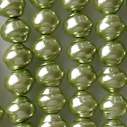 7x8mm Light Lime Green Snail-Shell Glass Pearls [50] (see Defects)