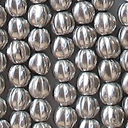 5mm Silver-Colored Glass Fluted Beads [100]