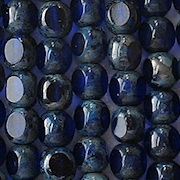 6mm Cobalt Picasso 3-Cut Round Beads [50]