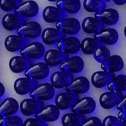 6mm Cobalt Blue Teardrop Beads [100] (see Comments)
