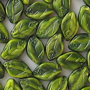 12mm Yellow/Black Swirl Leaf Beads [50]