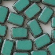 12mm Greenish-Turquoise/Gray Picasso Polished Rectangle Beads [20]