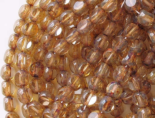 8mm Clear Picasso 3-Cut Round Beads [25]