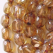 8mm Clear Picasso 3-Cut Round Beads [25]