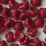 6x8mm Opaque Dark Red Bell Flower Beads [50] (see Comments)