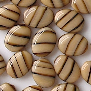 12mm Beige Striped Flat Oval Beads [25]