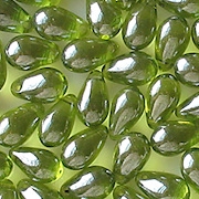 10mm Olive Green Luster Teardrop Beads [50]