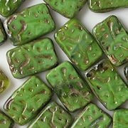 18mm Avocado Green Patterned Rectangle Beads [3]