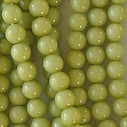 4mm Opaque Lime Green Coated  Round Beads [118+] (see Comments)