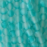 4mm Clear/Aqua Frosted Round Beads [100]