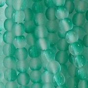 4mm Clear/Teal Frosted Round Beads [100]