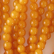 4mm Opaque Orange Coated  Round Beads [118+]