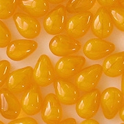 9mm Milky Bright Orange Teardrop Beads [30]