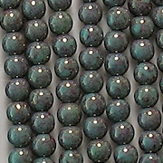 4mm Turquoise/Gold Luster Round Beads [100]