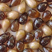 9mm Topaz/Beige Picasso Teardrop Beads [25]