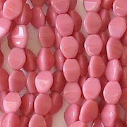 5mm Opaque Pink Pinched Oval Beads [100]