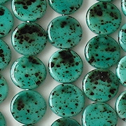 10mm Turquoise Speckled Coated Coin Beads [25]