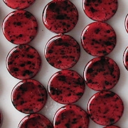 10mm Red Speckled Coated Coin Beads [25]