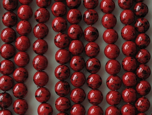 8mm Red Speckled Coated Round Beads [40]