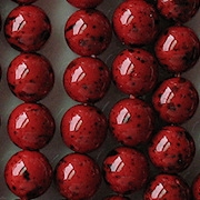 8mm Red Speckled Coated Round Beads [40]
