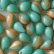 9mm Turquoise/Beige Teardrop Beads [25]