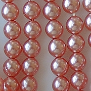 6mm Peachy Pink Round Glass Pearls (75) (see Comments)
