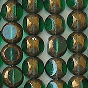 8mm Zircon/Bronze 3-Cut Round Beads (25)