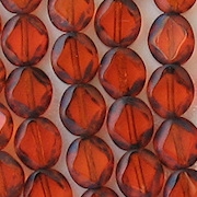 9mm Orange Polished Diamond Oval Beads [20]