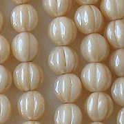 8mm Beige Luster Fluted Beads [25]