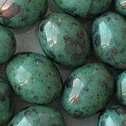 19mm Turquoise Picasso Luster Oval Beads [3]