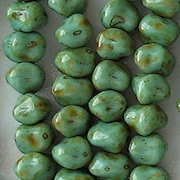 6x8mm Greenish-Turquoise Picasso Nugget Beads [25]