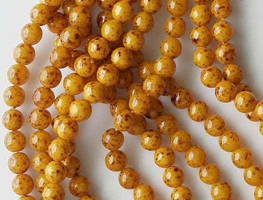 6mm Orange Speckled Coated Round Beads [50]