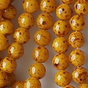 6mm Orange Speckled Coated Round Beads [50]