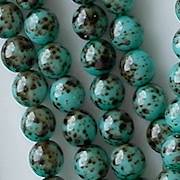 6mm Turquoise Speckled Coated Round Beads [50] (see Comments)