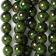 6mm Dark Green Speckled Coated Round Beads [50]