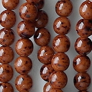 6mm Brown Speckled Coated Round Beads [50]