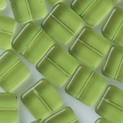 9mm Olive Green Flat Square Beads [50] (see Defects)