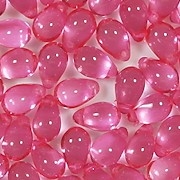 9mm Rosy Pink Coated Teardrop Beads [50]