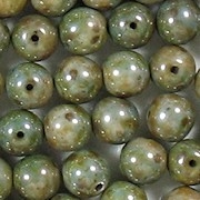 8mm Mottled Green Round Beads [25]