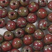 6mm Red Picasso Round Beads [50]