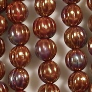 8mm Red Bronze Iris Fluted Beads [25]