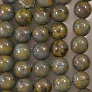 6mm Olive Green Picasso Round Beads [50]